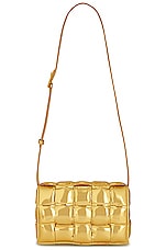 Bottega Veneta Padded Cassette Crossbody Bag in Gold, view 1, click to view large image.