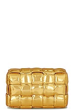 Bottega Veneta Padded Cassette Crossbody Bag in Gold, view 4, click to view large image.