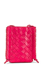 Bottega Veneta Pouch On Strap in Cranberry & Gold, view 1, click to view large image.