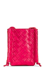 Bottega Veneta Pouch On Strap in Cranberry & Gold, view 3, click to view large image.
