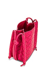 Bottega Veneta Pouch On Strap in Cranberry & Gold, view 5, click to view large image.