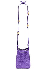 Bottega Veneta Small Cross Body Bucket Bag in Purple & Gold, view 1, click to view large image.