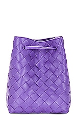 Bottega Veneta Small Cross Body Bucket Bag in Purple & Gold, view 3, click to view large image.