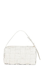 Bottega Veneta Brick Cassette Shoulder Bag in White & Brass, view 3, click to view large image.