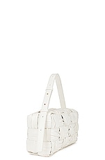 Bottega Veneta Brick Cassette Shoulder Bag in White & Brass, view 4, click to view large image.
