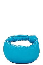 Bottega Veneta Mini Jodie Top Handle Bag in Pool & Brass, view 3, click to view large image.