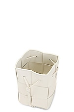 Bottega Veneta Mini Crossbody Bucket in White & Gold, view 6, click to view large image.