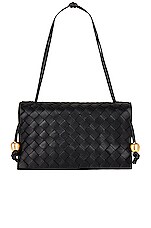 Bottega Veneta Trio Pouch Intrecciato Leather Shoulder Bag Black-Gold