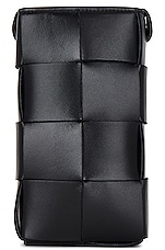 Bottega Veneta Phone Pouch in Black & Gold, view 3, click to view large image.