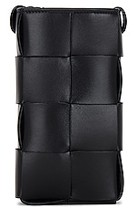 Bottega Veneta Phone Pouch in Black & Gold, view 4, click to view large image.