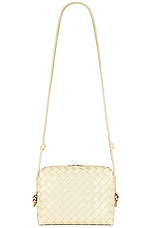 Bottega Veneta Small Loop Metal Knot Bag in Ice Cream & Muse Brass, view 1, click to view large image.