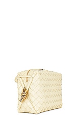 Bottega Veneta Small Loop Metal Knot Bag in Ice Cream & Muse Brass, view 5, click to view large image.
