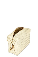 Bottega Veneta Small Loop Metal Knot Bag in Ice Cream & Muse Brass, view 6, click to view large image.