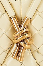 Bottega Veneta Small Loop Metal Knot Bag in Ice Cream & Muse Brass, view 8, click to view large image.