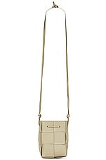 Bottega Veneta Mini Bucket Crossbody Bag in Travertine & Gold, view 1, click to view large image.
