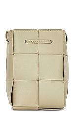 Bottega Veneta Mini Bucket Crossbody Bag in Travertine & Gold, view 4, click to view large image.