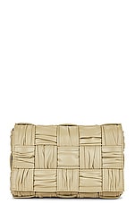 Bottega Veneta Small Cassette Bag in Travertine & Muse Brass, view 3, click to view large image.