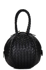 Bottega Veneta Mava Top Handle Bag in Black & Muse Brass, view 3, click to view large image.