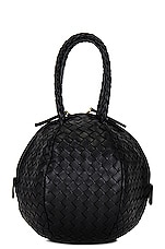 Bottega Veneta Mava Top Handle Bag in Black & Muse Brass, view 4, click to view large image.