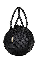 Bottega Veneta Mava Top Handle Bag in Black & Muse Brass, view 5, click to view large image.