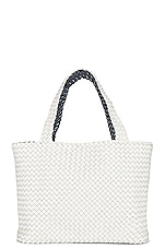 Bottega Veneta Bicolor Tote Bag in White, Thunder, & Silver, view 1, click to view large image.