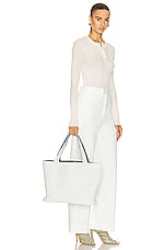 Bottega Veneta Bicolor Tote Bag in White, Thunder, & Silver, view 2, click to view large image.