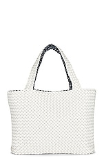 Bottega Veneta Bicolor Tote Bag in White, Thunder, & Silver, view 3, click to view large image.