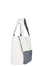 Bottega Veneta Bicolor Tote Bag in White, Thunder, & Silver, view 4, click to view large image.