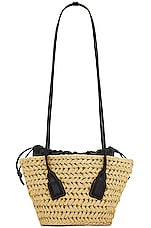 Bottega Veneta Small Arco Basket Bag in Natural & Black, view 3, click to view large image.