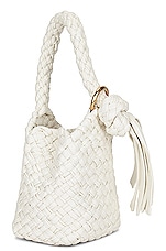 Bottega Veneta Mini Piero Bag in White & Muse Brass, view 4, click to view large image.