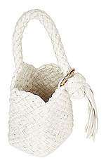 Bottega Veneta Mini Piero Bag in White & Muse Brass, view 5, click to view large image.
