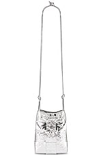 Bottega Veneta Small Bucket Crossbody Bag in Silver & Silver, view 3, click to view large image.