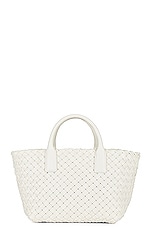 Bottega Veneta Mini Cabat Tote Bag in White & Gold, view 4, click to view large image.