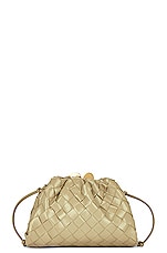Bottega Veneta Mini Pouch Bag in Travertine & Muse Brass, view 3, click to view large image.