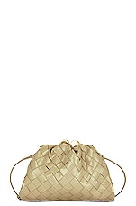 Bottega Veneta Mini Pouch Bag in Travertine & Muse Brass, view 4, click to view large image.