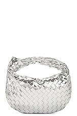 Bottega Veneta Teen Jodie Bag in Silver & Silver, view 1, click to view large image.