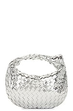 Bottega Veneta Teen Jodie Bag in Silver & Silver, view 3, click to view large image.