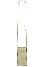 Bottega Veneta Phone Pouch in Travertine & Gold, view 1, click to view large image.