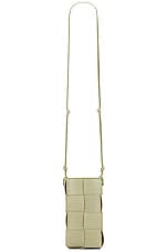 Bottega Veneta Phone Pouch in Travertine & Gold, view 3, click to view large image.