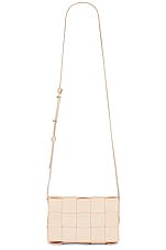 Bottega Veneta Small Cassette Shoulder Bag in Macaroon & Gold, view 1, click to view large image.