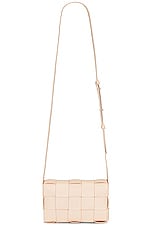 Bottega Veneta Small Cassette Shoulder Bag in Macaroon & Gold, view 3, click to view large image.