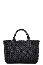 Bottega Veneta Mini Cabat Tote Bag in Black & Gold, view 3, click to view large image.