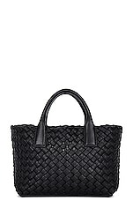 Bottega Veneta Mini Cabat Tote Bag in Black & Gold, view 4, click to view large image.