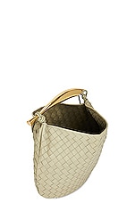 Bottega Veneta Medium Sardine Top Handle Bag in Travertine & Muse Brass, view 5, click to view large image.