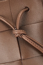 Bottega Veneta Mini Crossbody Bucket Bag in Taupe Grey & Gold, view 7, click to view large image.