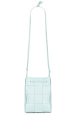 Bottega Veneta Small Crossbody Bucket Bag in Teal Washed & Gold, view 3, click to view large image.