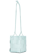 Bottega Veneta Small Crossbody Bucket Bag in Teal Washed & Gold, view 4, click to view large image.