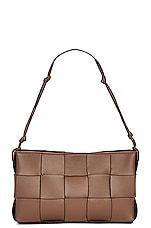 Bottega Veneta Baguette Pochette Shoulder Bag in Taupe Grey & Gold, view 1, click to view large image.