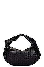 【BOTTEGA VENETA 】MINI LEATHER JODIE BLACK GOLD Bottega Veneta Mini Jodie Bag in Black & Gold | FWRD