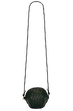 Bottega Veneta Mini Mava Crossbody Bag in Dark Green & Muse Brass, view 1, click to view large image.